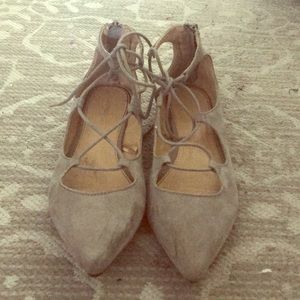 Grey lace up express flats
